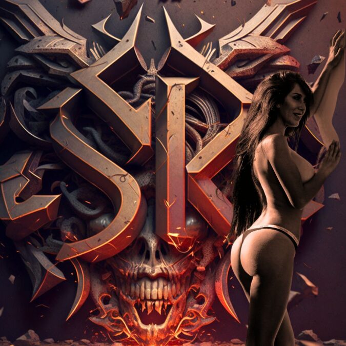 Evento Swinger Kiss con fondo de calavera y logotipo en Valencia