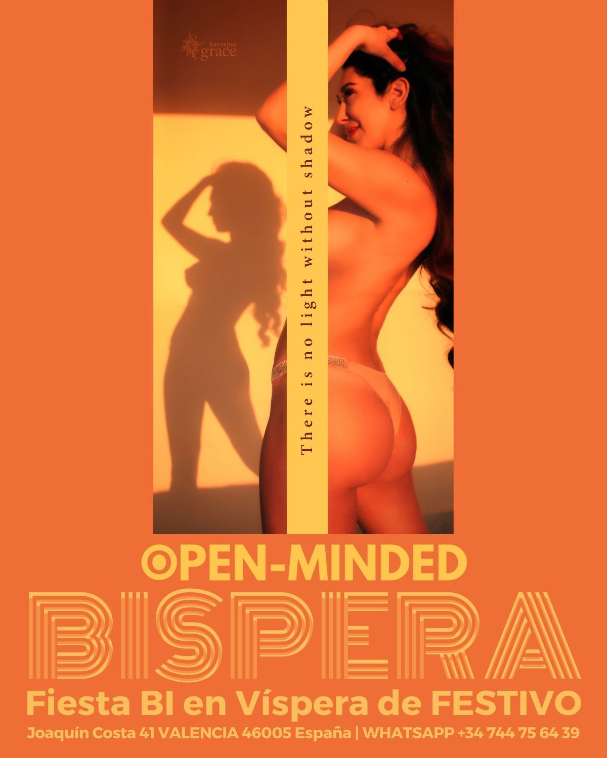 Cartel BISPERA fiesta BI Valencia: luz y sombra como metáfora de la bisexualidad en OPEN-MINDED