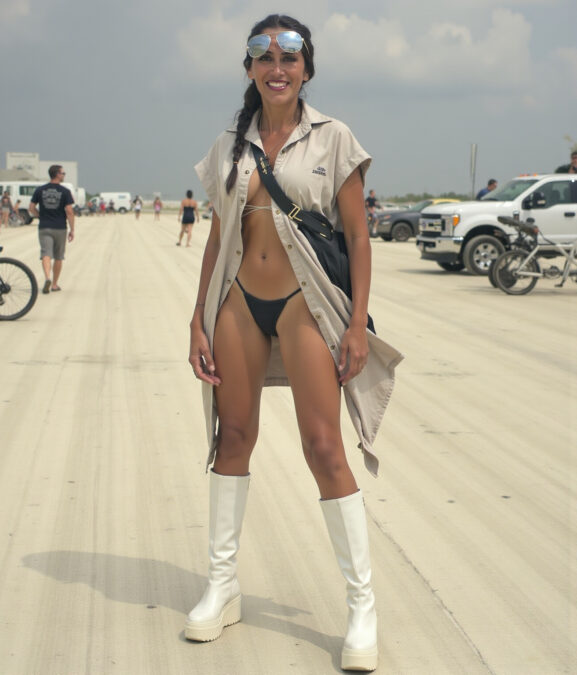 Integrante de OPEN-MINDED en el desierto de Black Rock City durante Burning Man