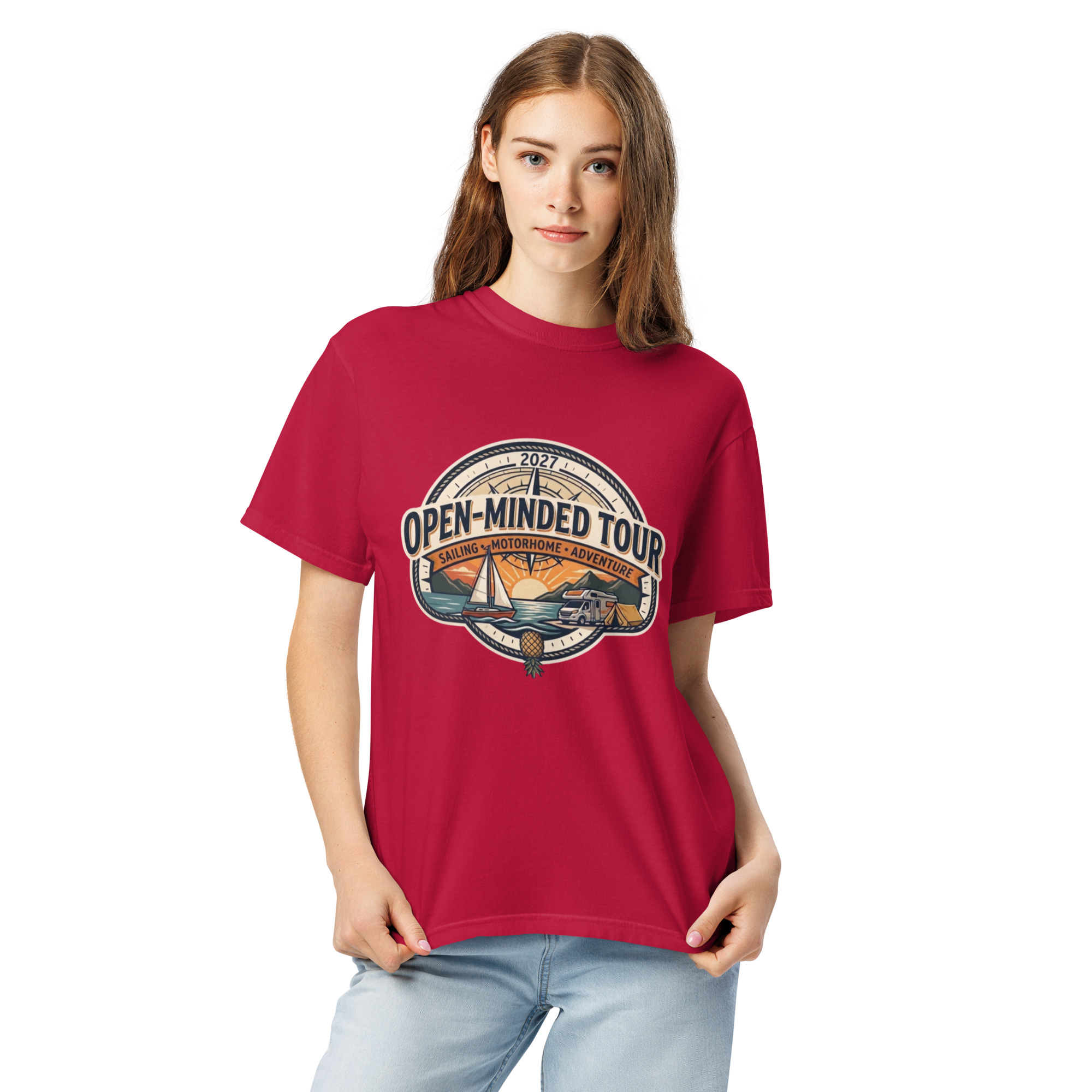 OPEN-MINDED TOUR 2027 Camiseta gruesa teñida unisex - Imagen 3