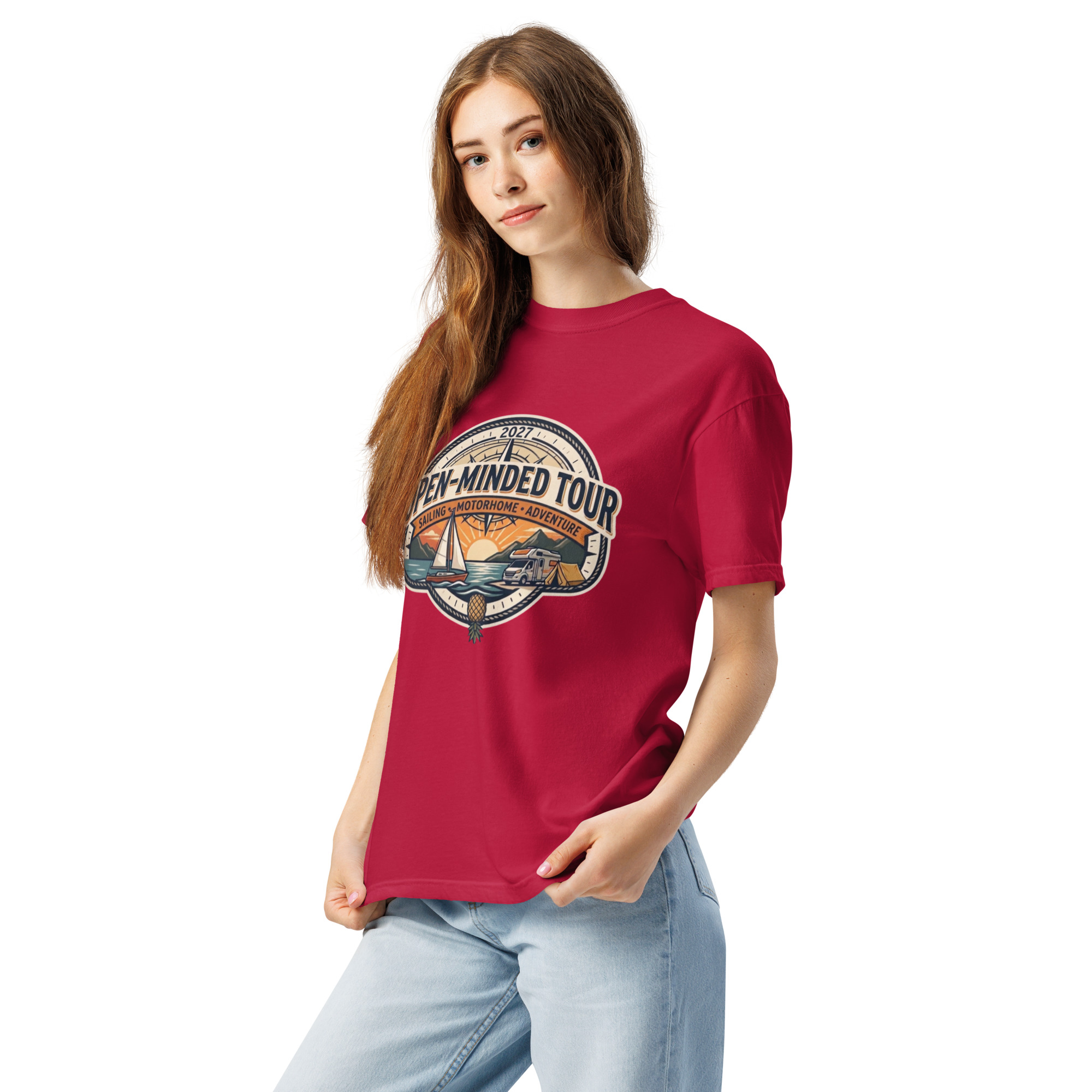 OPEN-MINDED TOUR 2027 Camiseta gruesa teñida unisex - Imagen 6