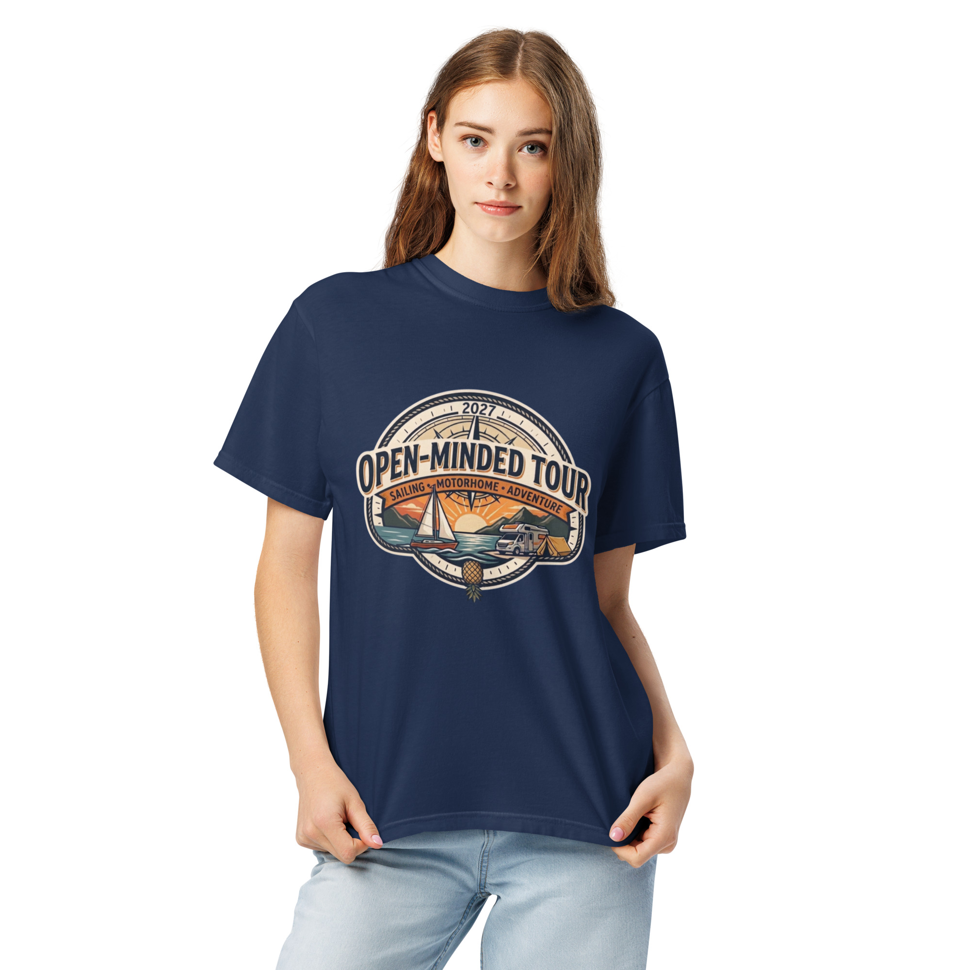 OPEN-MINDED TOUR 2027 Camiseta gruesa teñida unisex