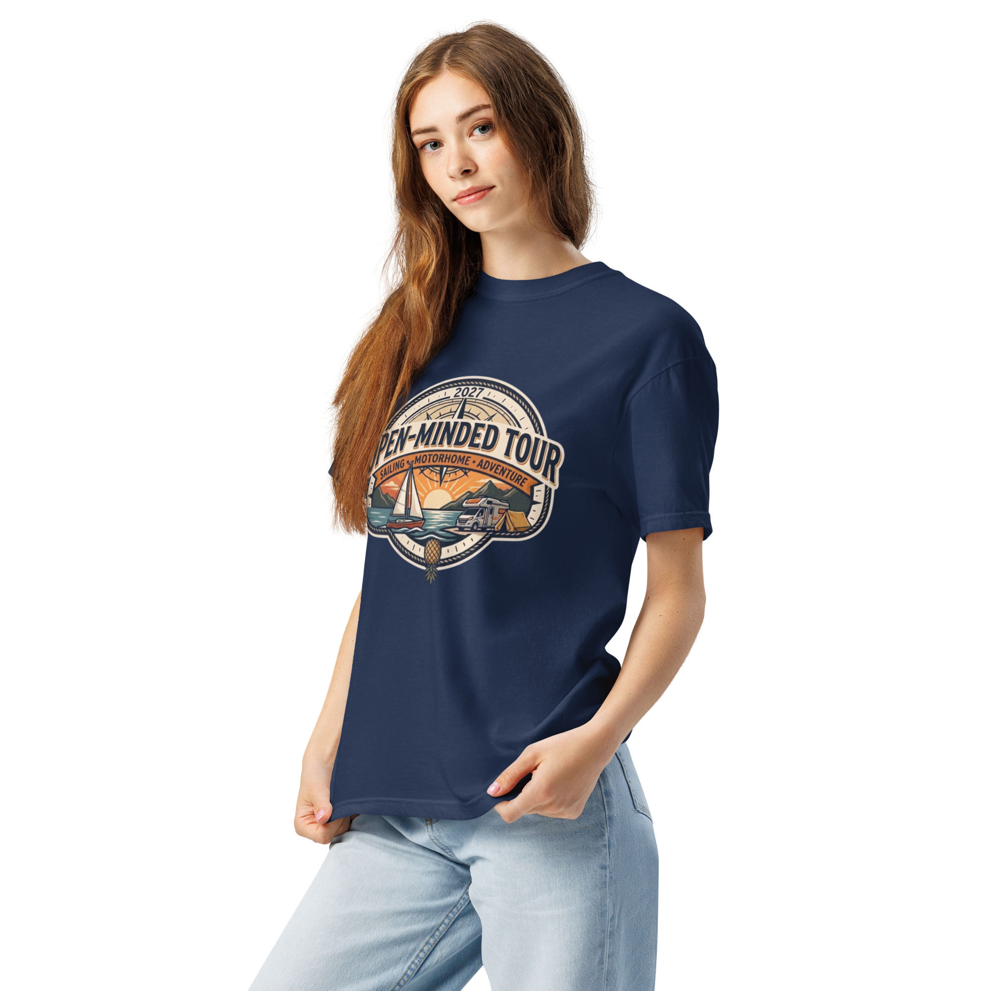 OPEN-MINDED TOUR 2027 Camiseta gruesa teñida unisex - Imagen 2